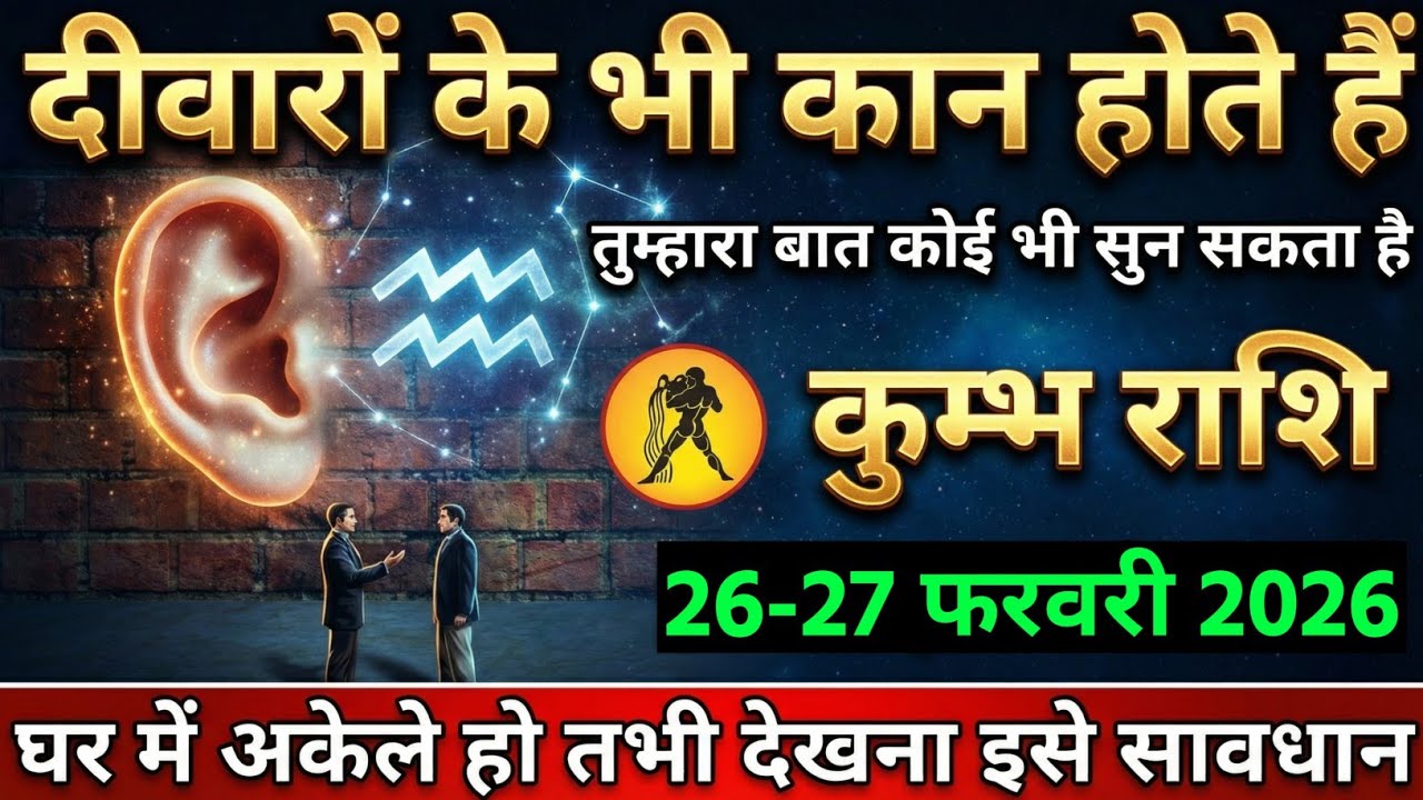 कुंभ राशि,26-27 फ़रवरी 2026 दीवारों के भी कान होते हैं तुम्हारा बात कोई भी सुन सकता है। 