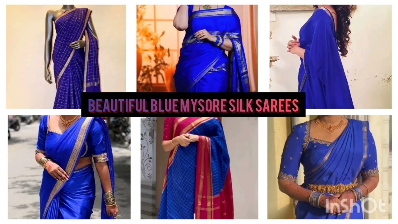 Beautiful blue colour Mysore silks saree#Mysore silk saree