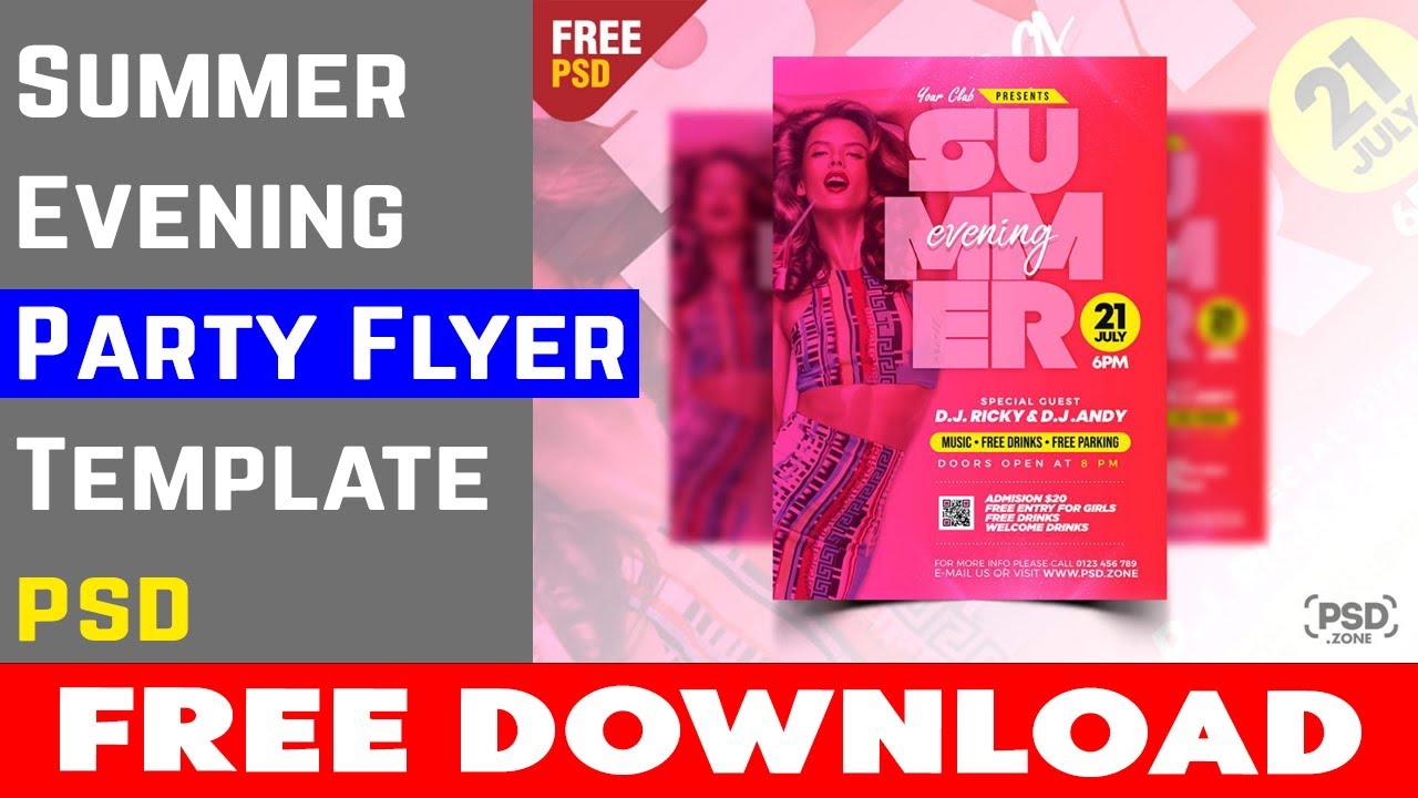 Summer Evening Party Flyer Template Free Download | Multidownload.xyz