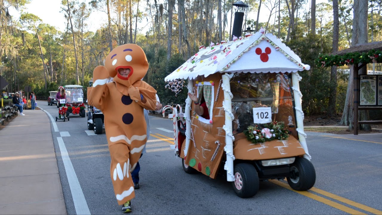 Disney's Fort Wilderness Christmas Golf Cart Parade 2013 w/ Donald Duck; Sleigh Ride, Wagon Carolers