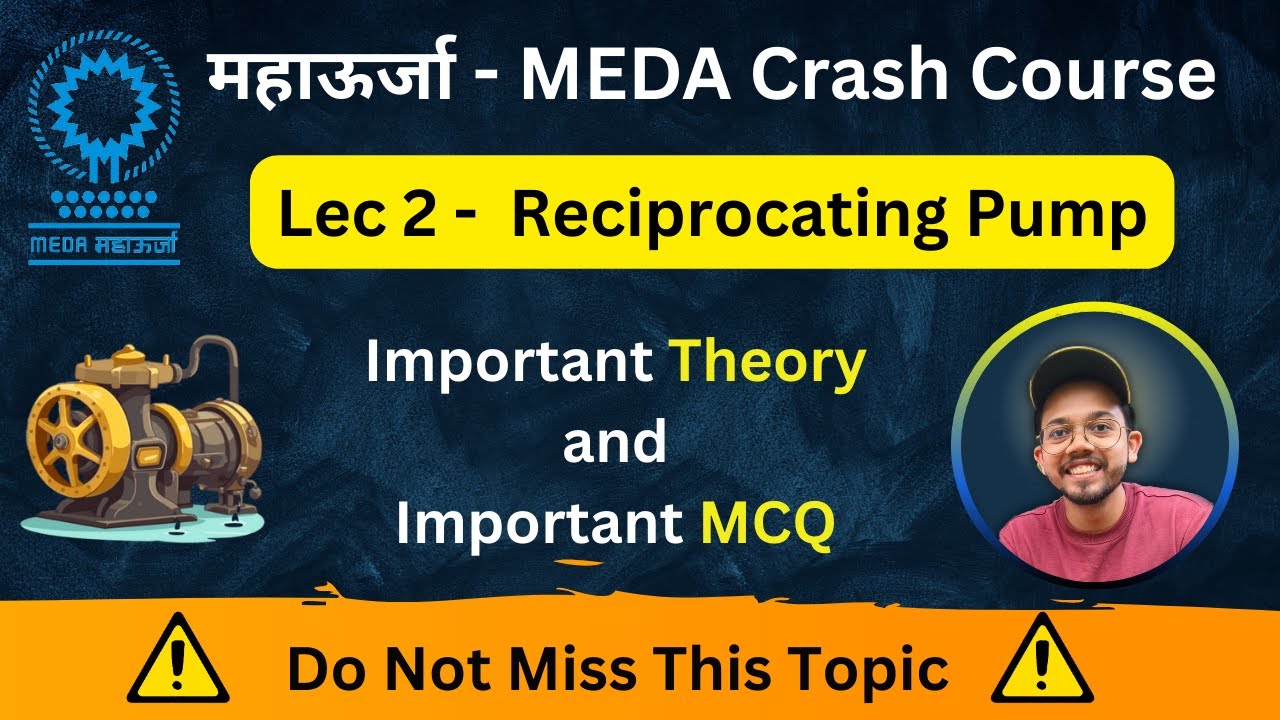 Mahaurja 2025 | MEDA Crash Course |  Lec 2 - Reciprocating Pump | Types of Pumps