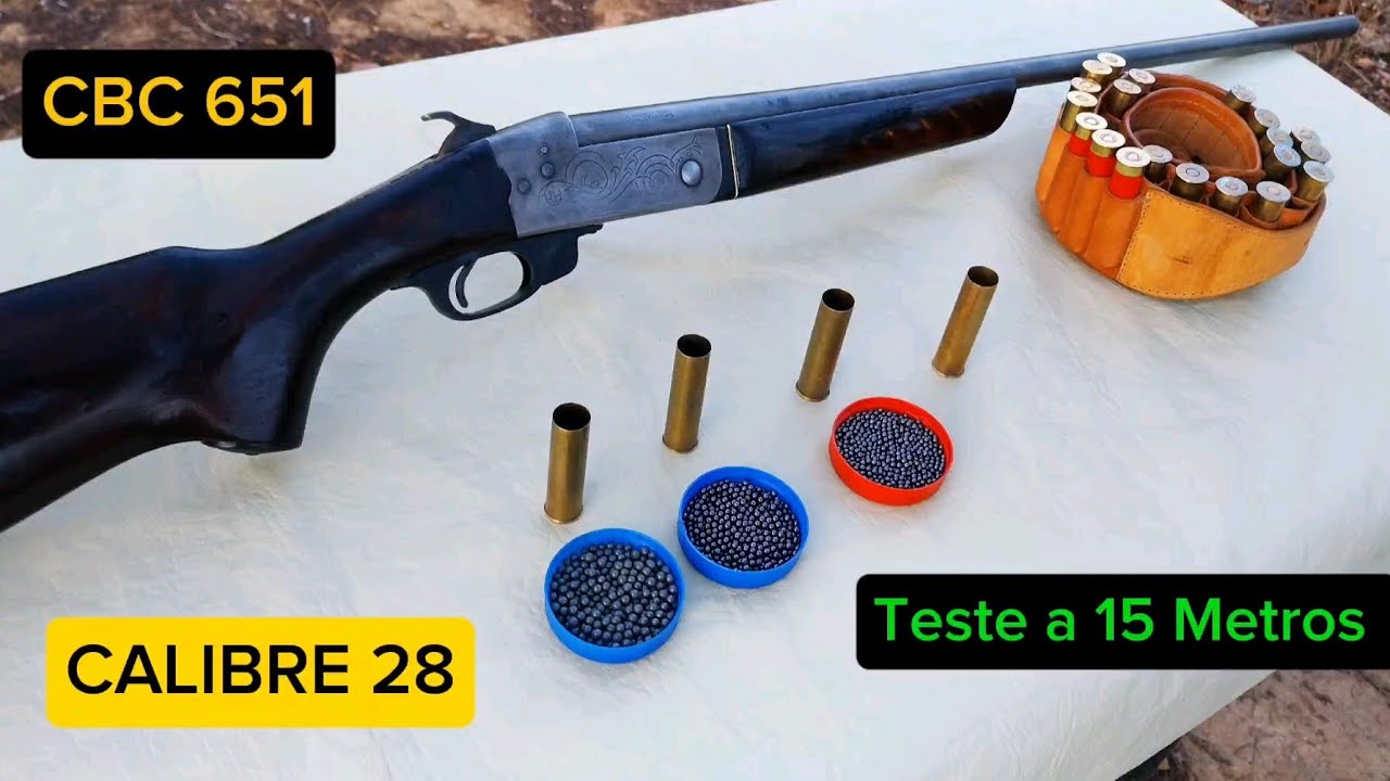 Teste Espingarda CBC Calibre 28 modelo 651 Agrupamento 15 metros chumbo 3, 5, 7, 9