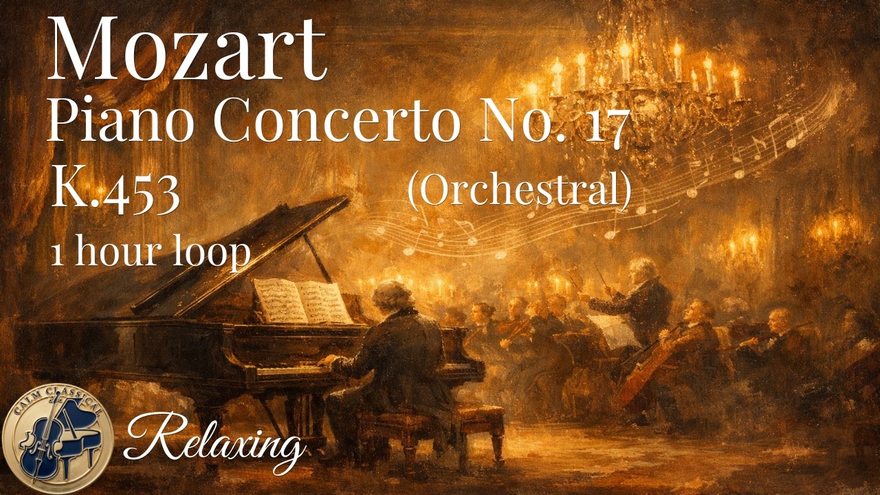 Mozart — Piano Concerto No. 17 in G major, K. 453: II. Andante 🎧1 Hour Loop for Sleep, Focus & Peace