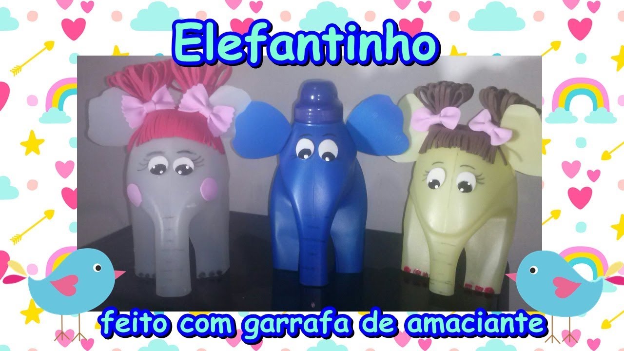 Elefantinho feito com garrafa de amaciante