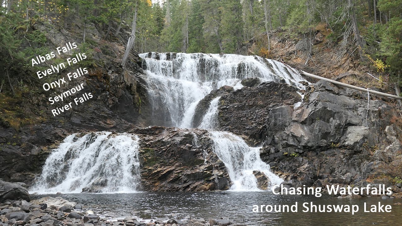 Chasing WATERFALLS around SHUSWAP Lake - So many stunning falls! Albas Falls, Evelyn, Onyx -Vlog #23