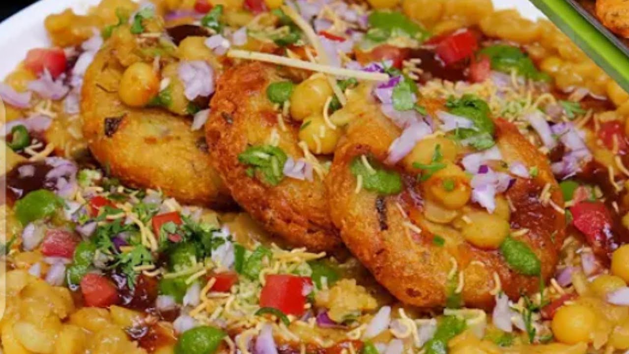 ठेले जैसी चटपटी आलू छोले टिक्की चाट घर पर बनाएं। Chole Tikki Chaat l Aloo tikki Chaat