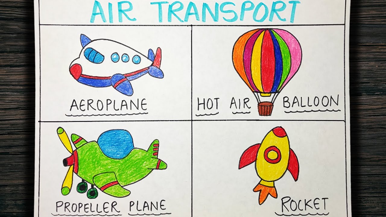 Air Transport Drawing | Air Transport vehicles drawing easy