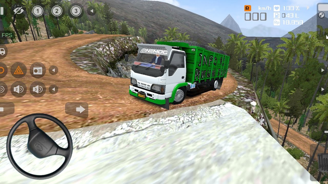 GAME TRUCK CENTER NKR MINIMALIS,OLENG  KIRIM PASIR KE JALUR BUKIT BERKELOK|BUS SIMULATOR INDONESIA