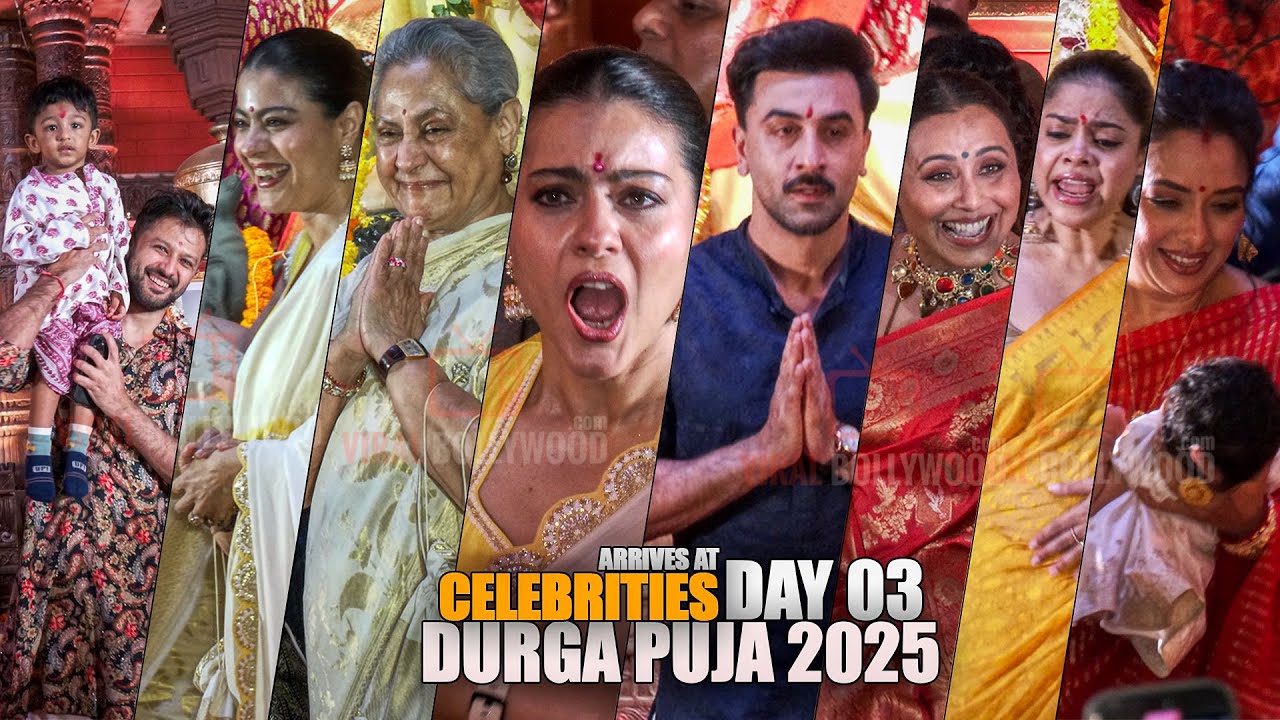 Celebrities arrives at North Bombay Sarbojanin Durga Puja 2025 | DAY 03 | Ranbir, Kajol, Rani, Jaya
