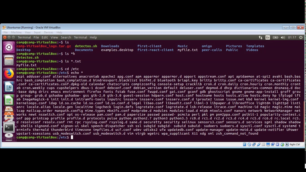 Linux File globbing and wildcards