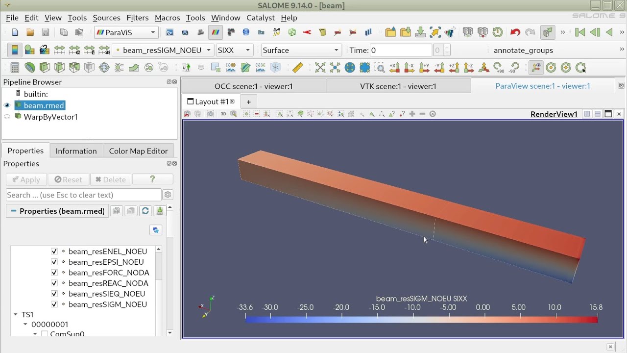 Linear Static Analysis Of A Beam (FreeCAD, Salome Platform, Code Aster)