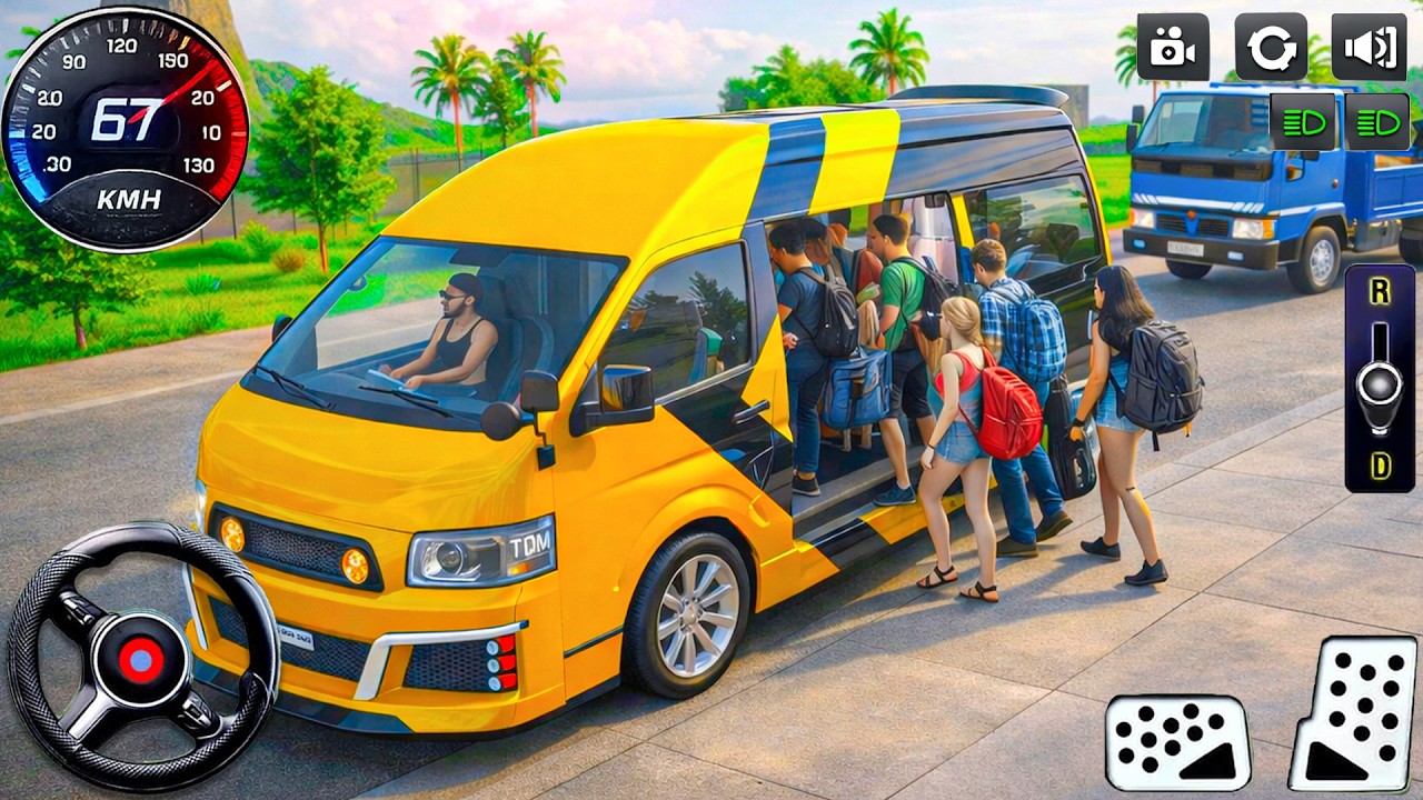 Realistic City Van Driving: Mini US Bus pick passengers and drive to city - Coach android gameplay