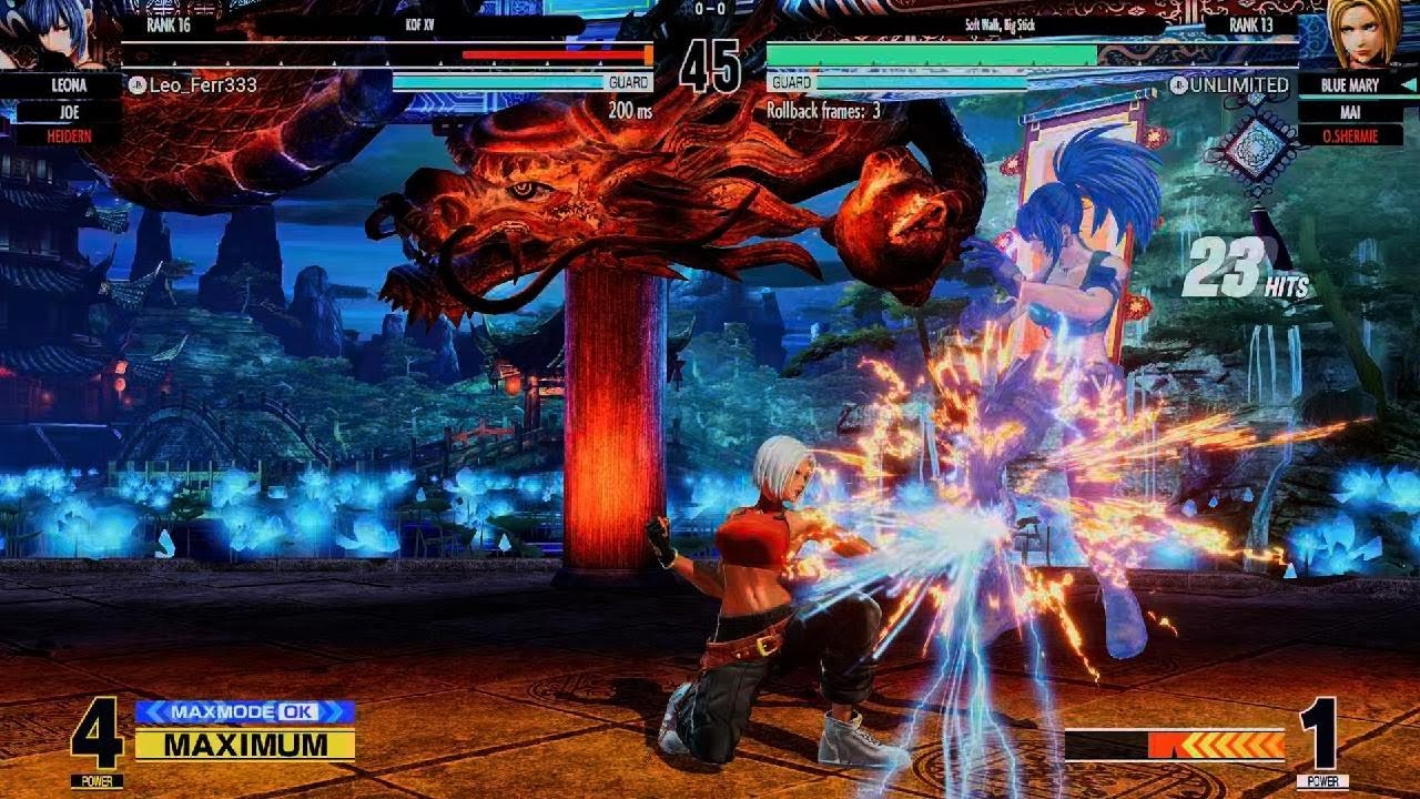 KOF XV_ O.Shermie & Blue Mary vs. Heidern, Leona & Joe
