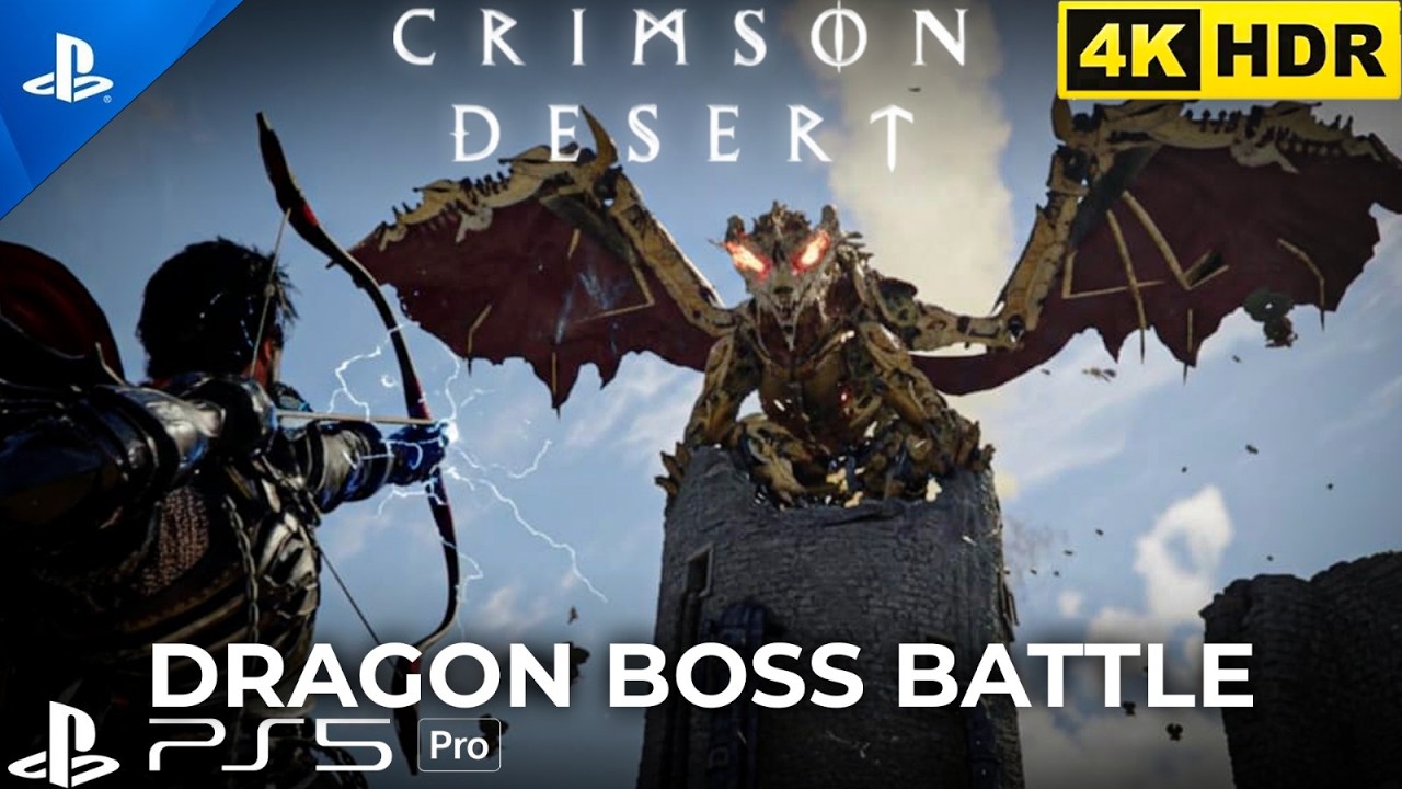 Crimson Desert — Golden Star Mechanical Dragon Boss Fight