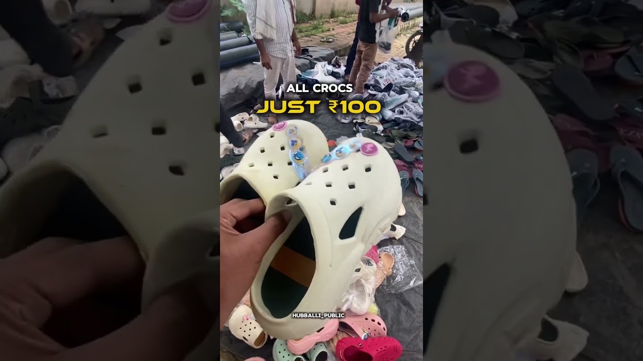 At just /-₹100 crocs in Hubballi #karnataka #food #viralvideo #travel #hubli #market