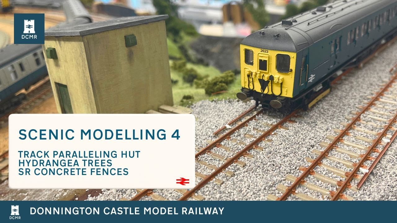 21 - TP Hut, Hydrangea Trees and SR Concrete Fencing at Donnington Castle Model Railway