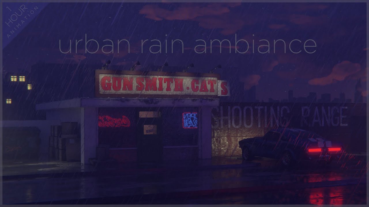 Gunsmith Cats 4K Animation | 1 Hour of Chicago Rain Ambient Sounds