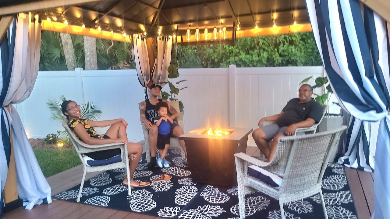 Updates on Outdoor Living Space Gazebo with Brightown G40 Solar String Lights & Nighttime View