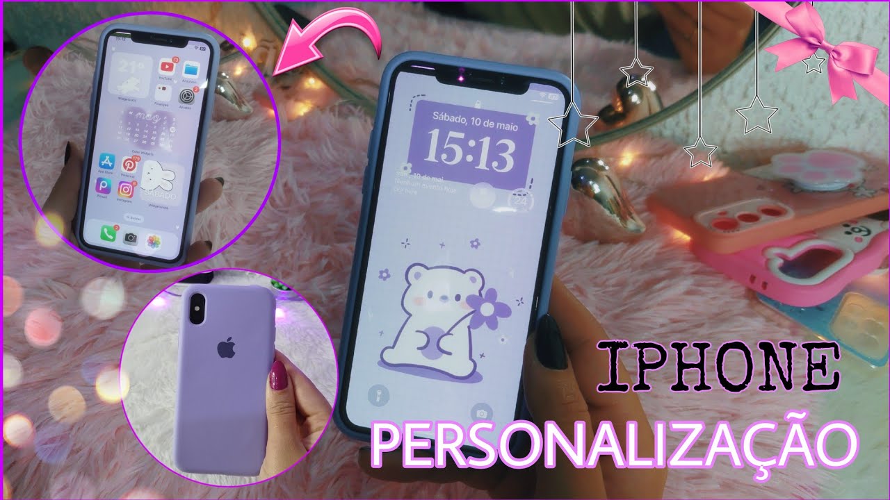 Como personalizo meu Iphone, organiza&ccedil;&atilde;o lil&aacute;s Aesthetic & Fofa 💜