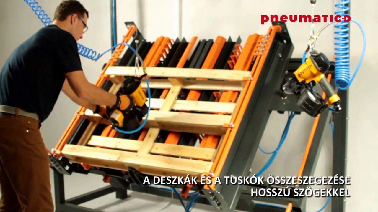 Pneumatikus asztal raklapok összeszegezéséhez, méretbeállítási lehetőséggel Pneumatico PT-1800 || HU
