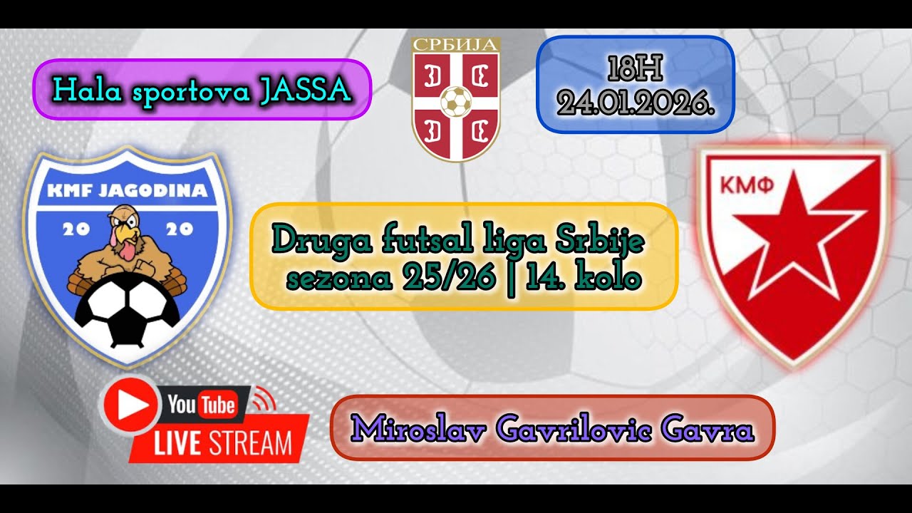 1.Deo KMF JAGODINA - KMF CRVENA ZVEZDA Druga futsal liga Srbije 25/26 14. kolo 