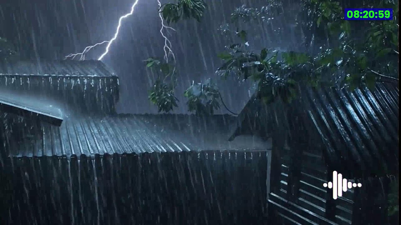 RAIN and THUNDER bedtime sounds  - Rain on Roof for Insomnia Relief, Relaxing, Studying