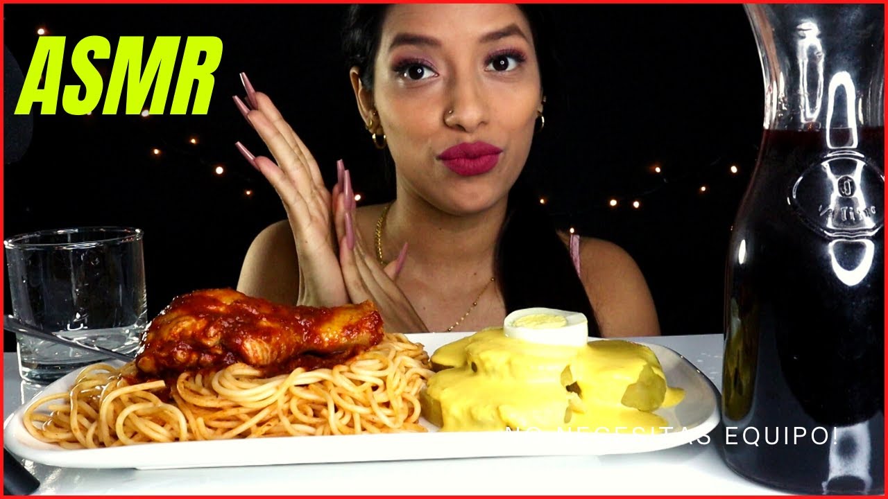 ASMR // Comiendo Tallarines Rojos Con Papa A La Huancaína // LIMA - PERU