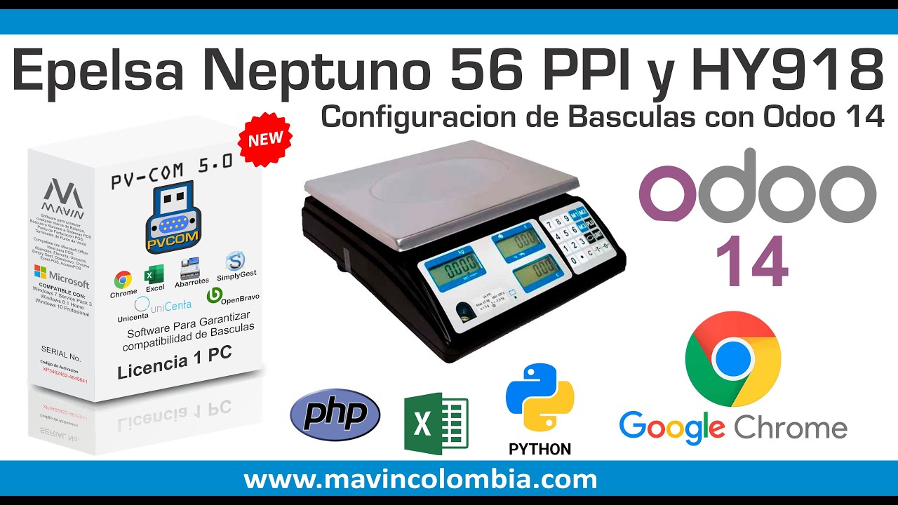 Odoo 14 Bascula Epelsa Neptuno 56 PPI RS232 USB Configuración bascula en Odoo sin IOTBOX