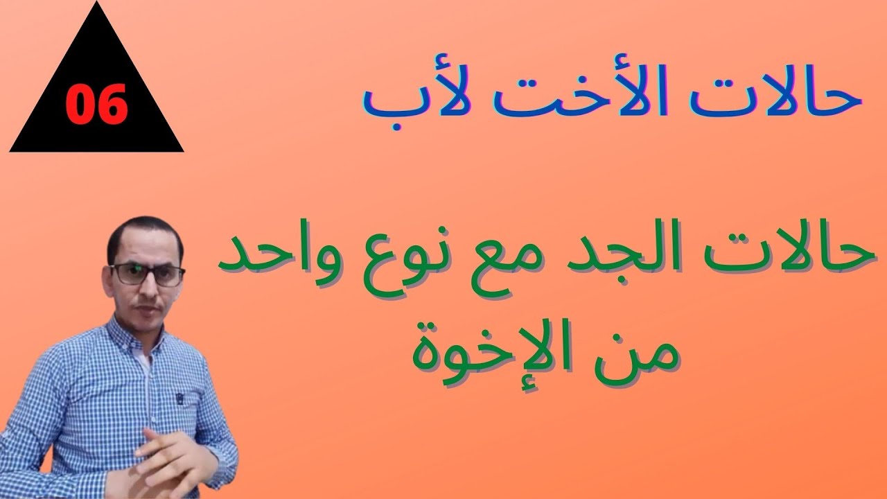 الحصة 6 من سلسلة دروس المواريث, ميراث  الجد مع الاخوة..حالات ميراث الأخت لأب.2020