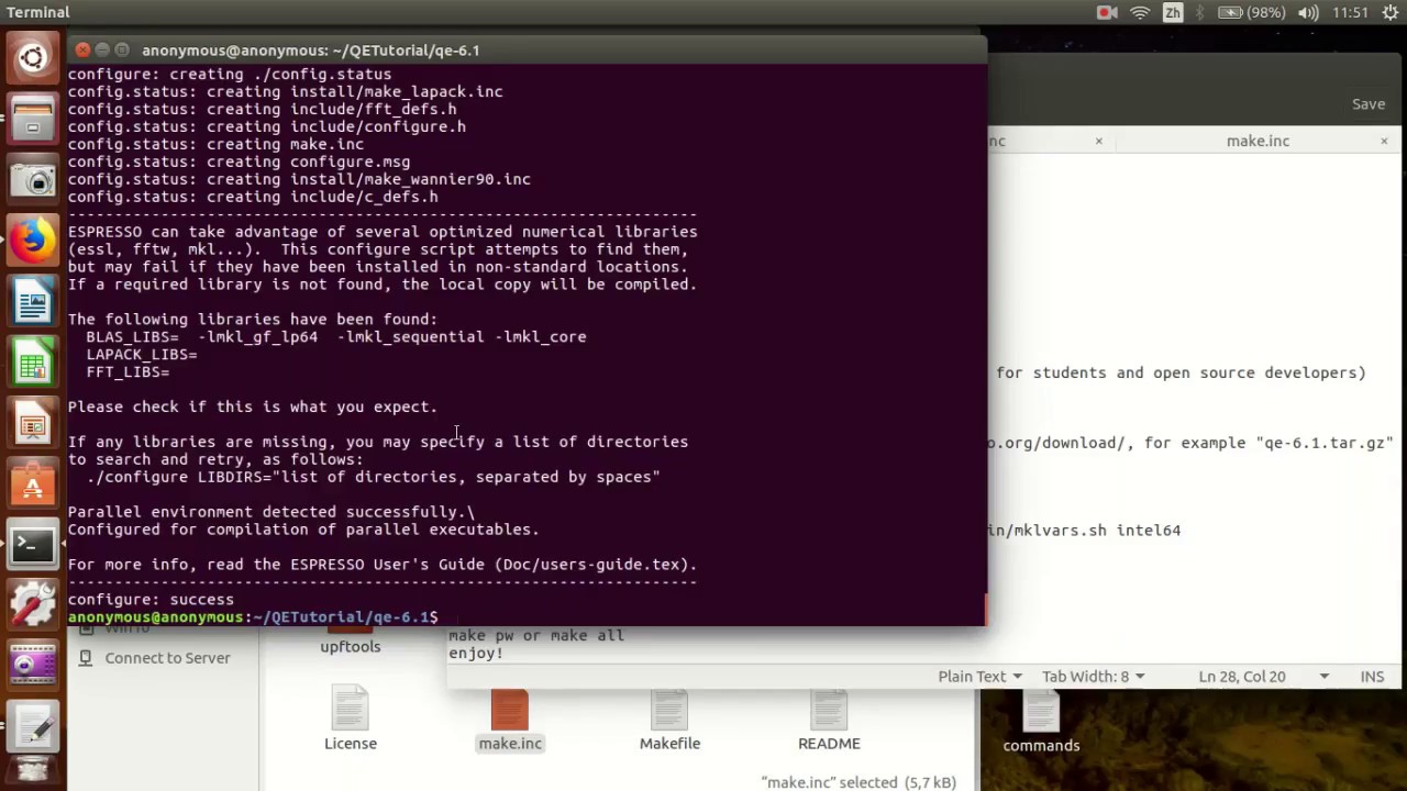 Quantum Espresso Tutorial 2018_2: Compilation/Installation in Linux using Intel compiler