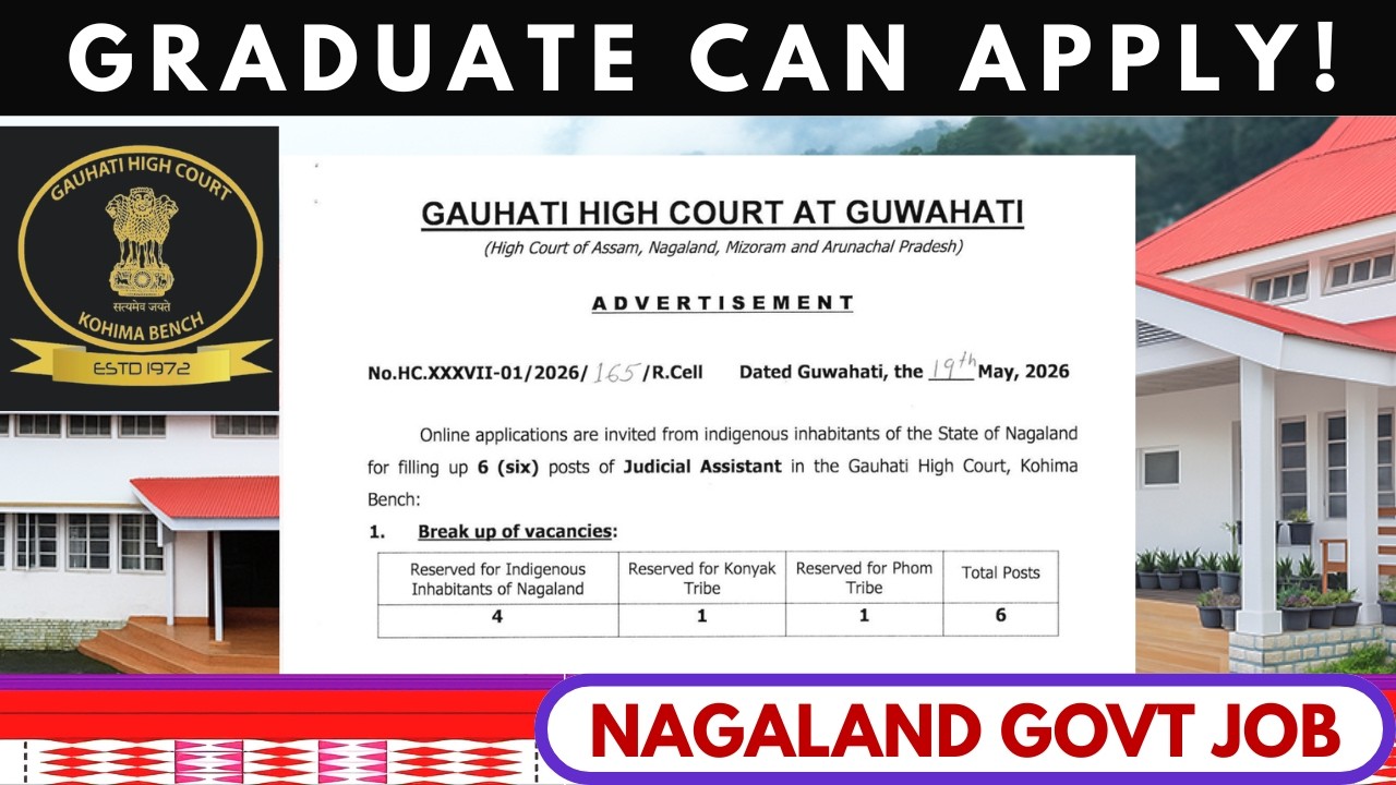 NAGALAND GOVT JOB| JUDICIAL ASSISTANT| NAGALAND HIGH COURT KOHIMA