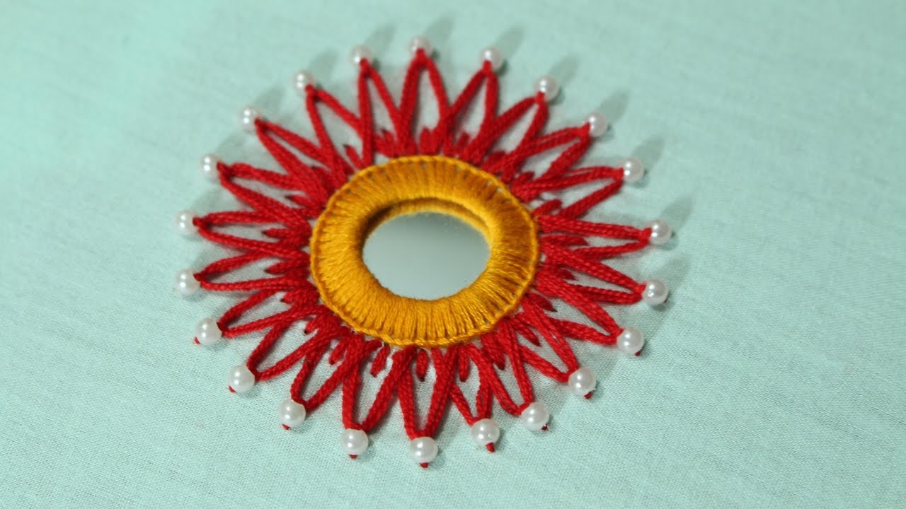 Hand Embroidery Designs | Mirror work design | Stitch and Flower-125