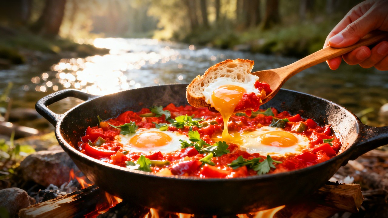 Perfect Forest Shakshuka by the River | Relaxing ASMR