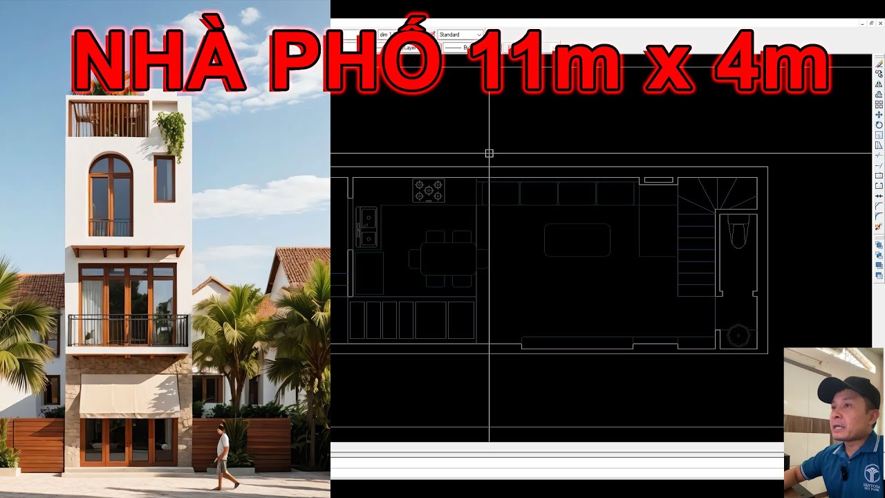 Nhà phố 44m2, ngang 4m và sâu 11m, 3 tầng 1 tum, thoáng và công năng hợp lý