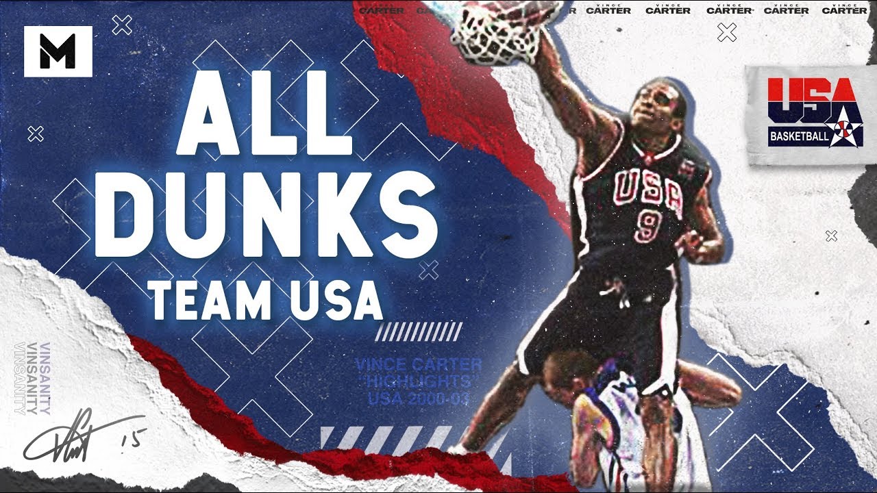 Vince Carter ALL DUNKS From Team USA! (2000 & 2003)