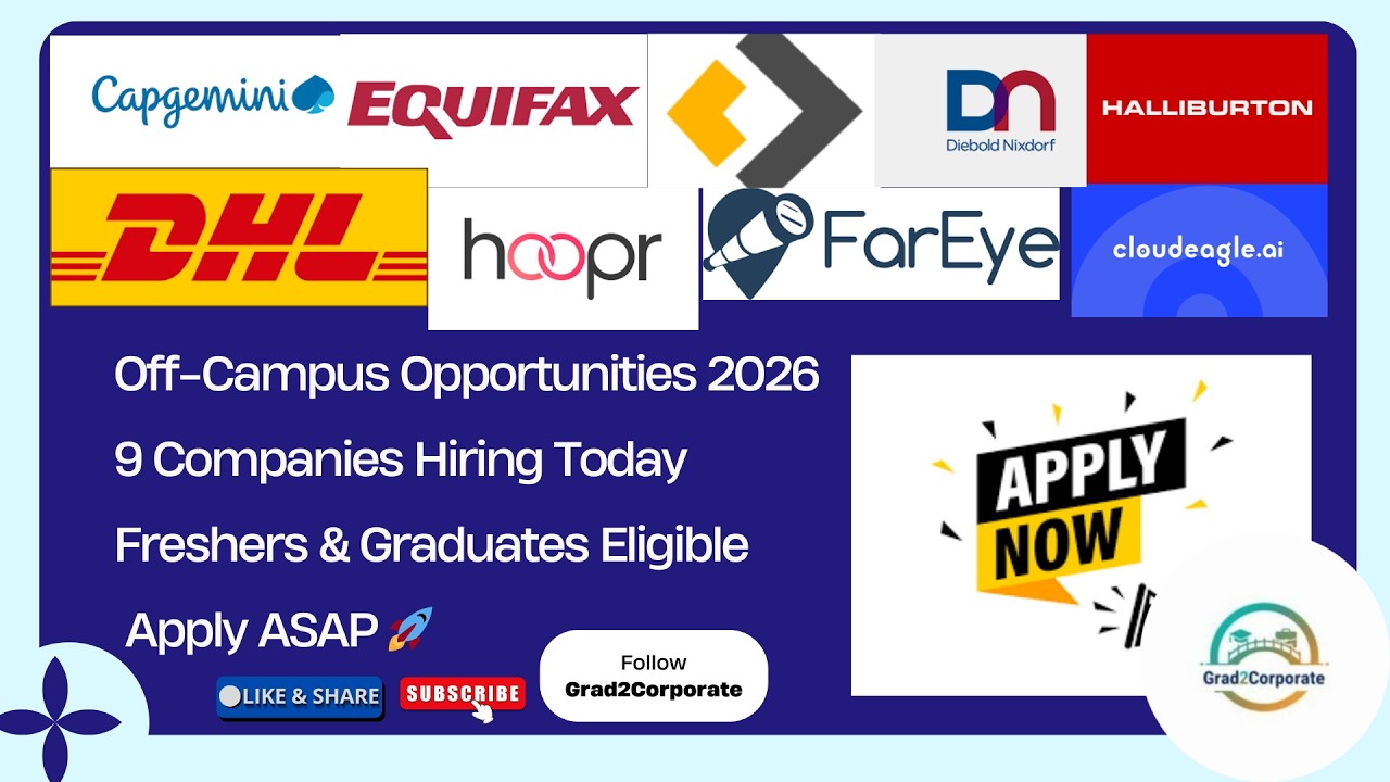 🚨 Off Campus Hiring 2026: Capgemini, Equifax, DHL & Halliburton | Freshers & Internships 💻🚀