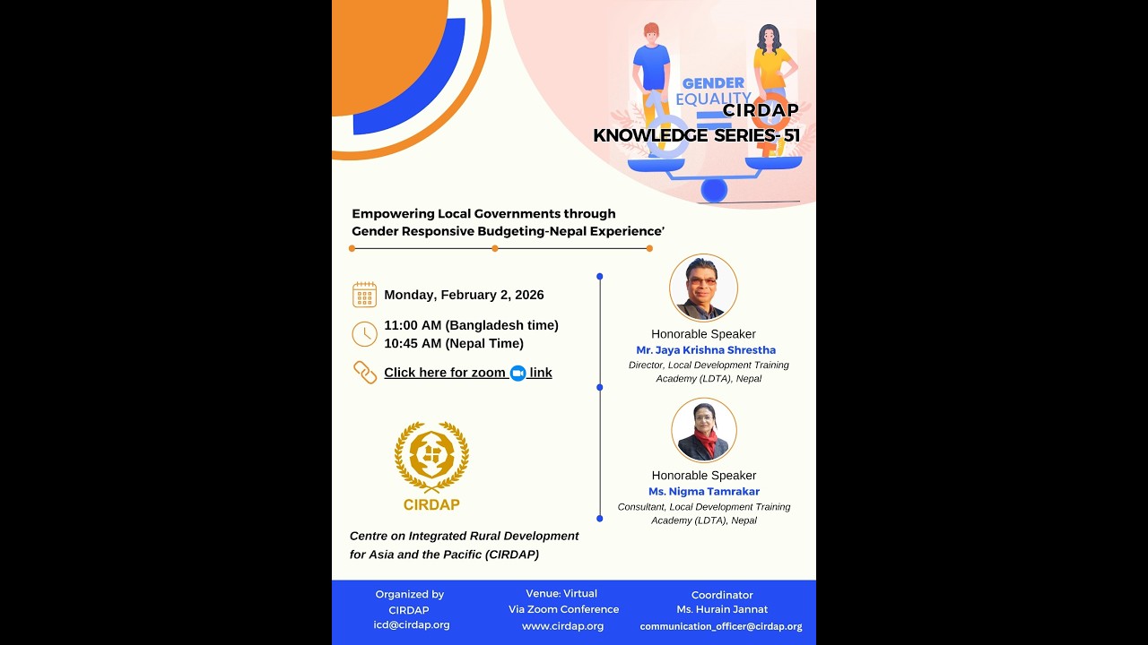 CIRDAP Knowledge Series - 51 : Empowering Local Governments through Gender-Responsive Budgeting