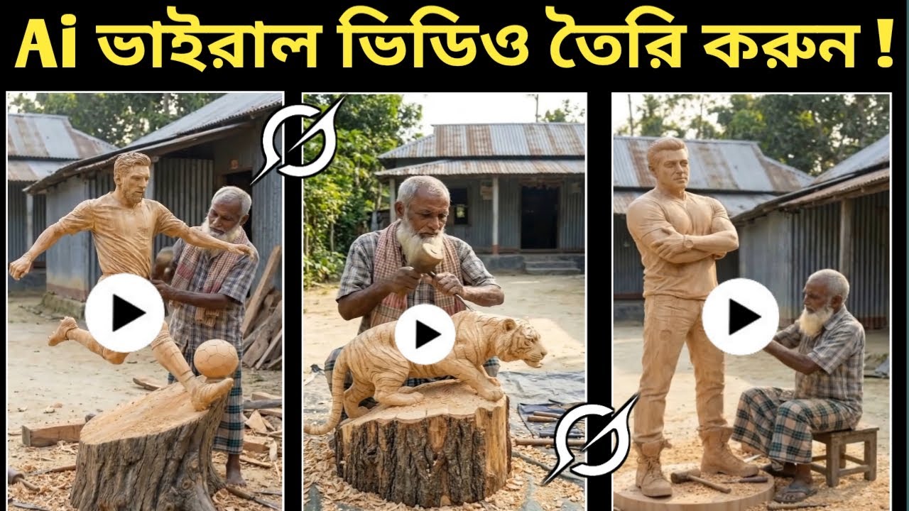 AI কাঠের মূর্তি তৈরির ভিডিও এডিটিং | How to Make AI Wooden Statue Video with Grok AI | Grok Ai
