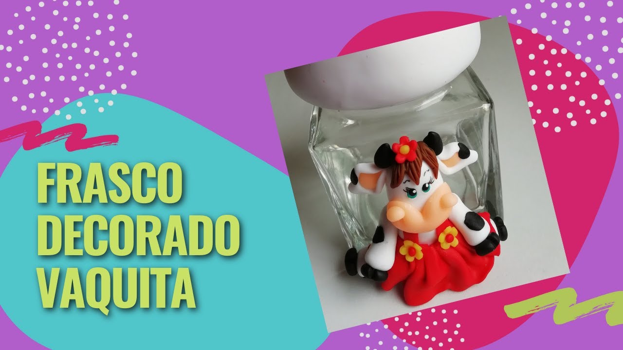 🐮 DIY/ FRASCO DECORADO VAQUITA CON PORCELANA FRÍA 🐮