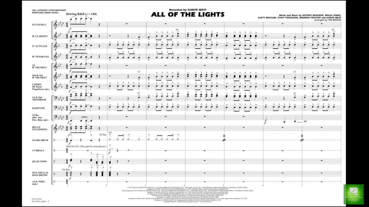 All of the Lights arranged by Tim Waters