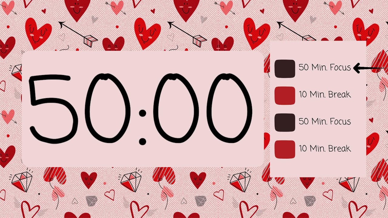 ✨ 2-Hour Pomodoro Countdown Timer | 50-Min Focus & 10-Min Breaks | Minimalist Design✨