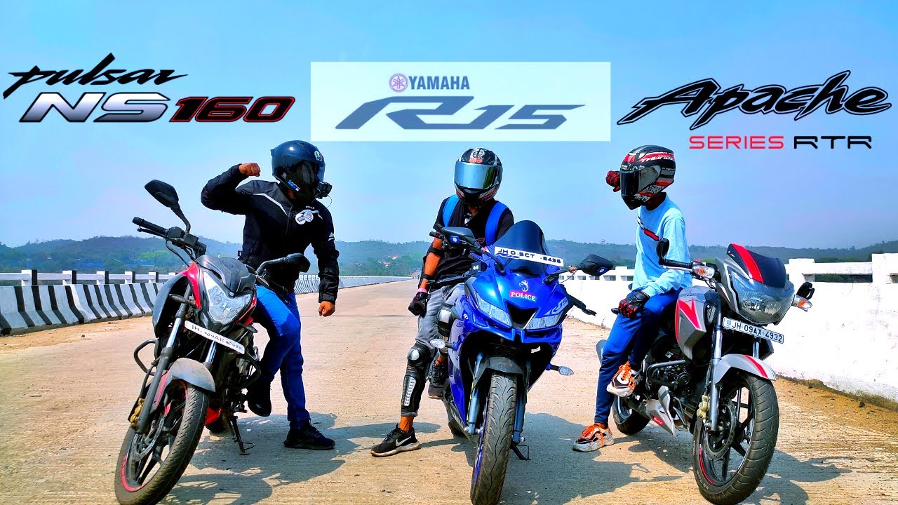R15 v3 Vs Apache 160 2v Vs Pulsar NS160 | Drag Race