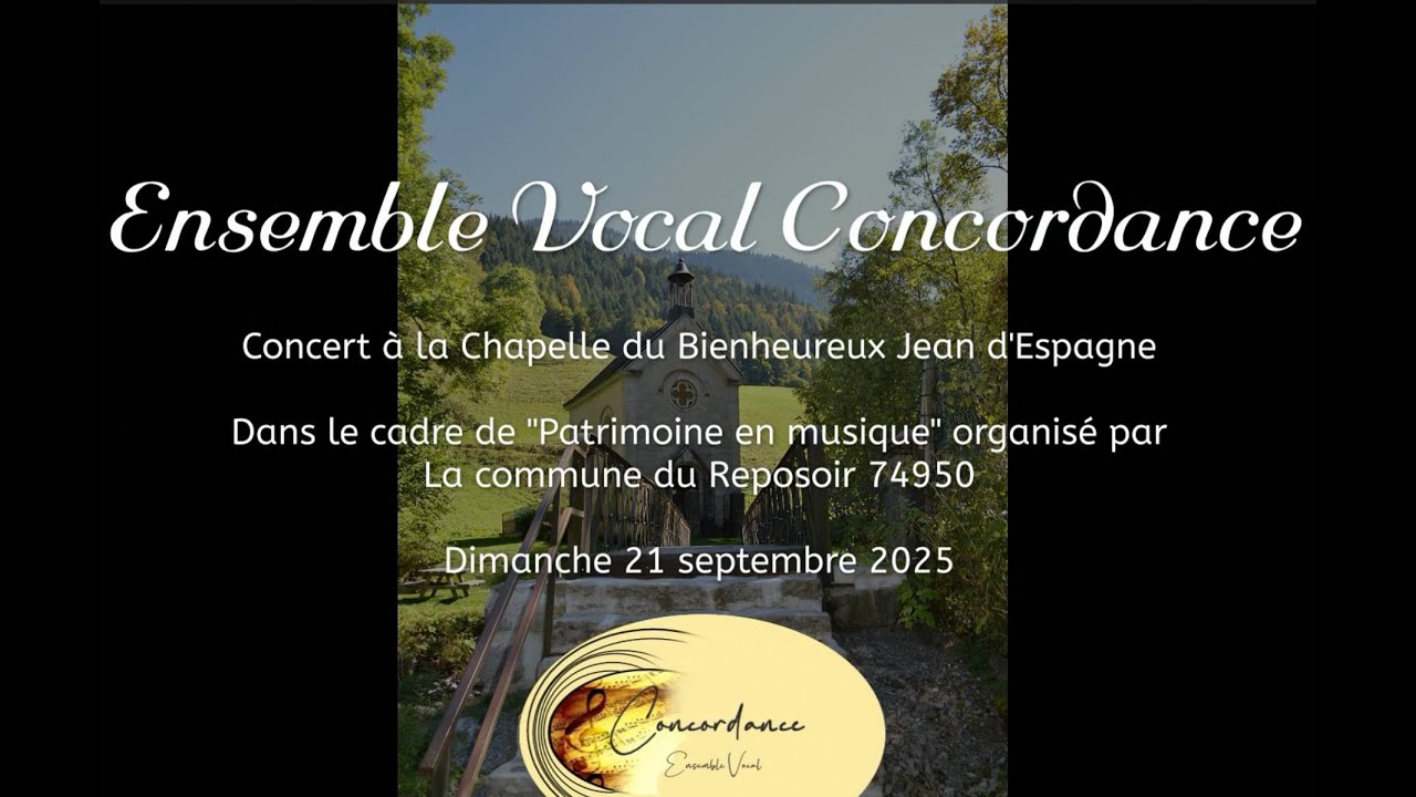 Ensemble Vocal Concordance concert le Reposoir journée du patrimoine le 21 septembre 2025.