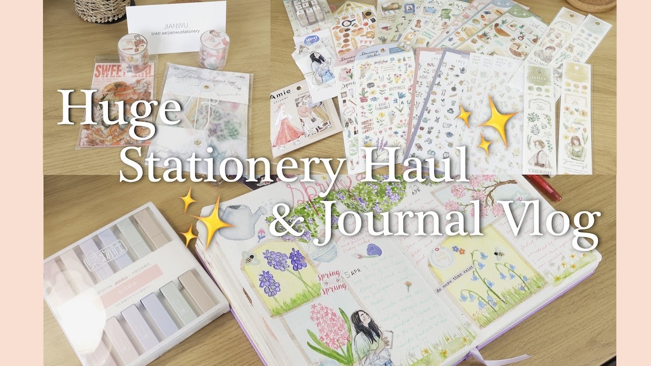 New Stickers and Spring Flowers Journal Vlog - Feat. MISO Paper & JIANWU Stationery| ASMR | w/ subs