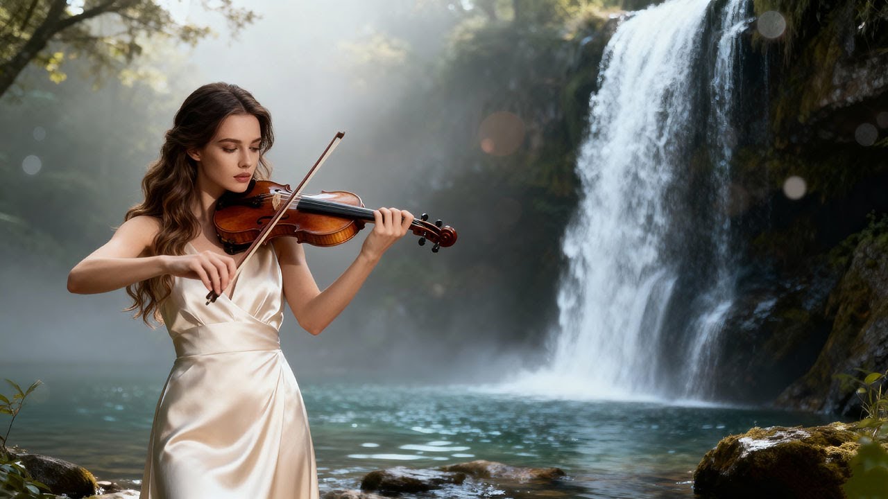 🎻🎹 Violin & Piano by the Waterfall – 1 Hour Peaceful Nature Music for Relaxation, Sleep & Deep Focus