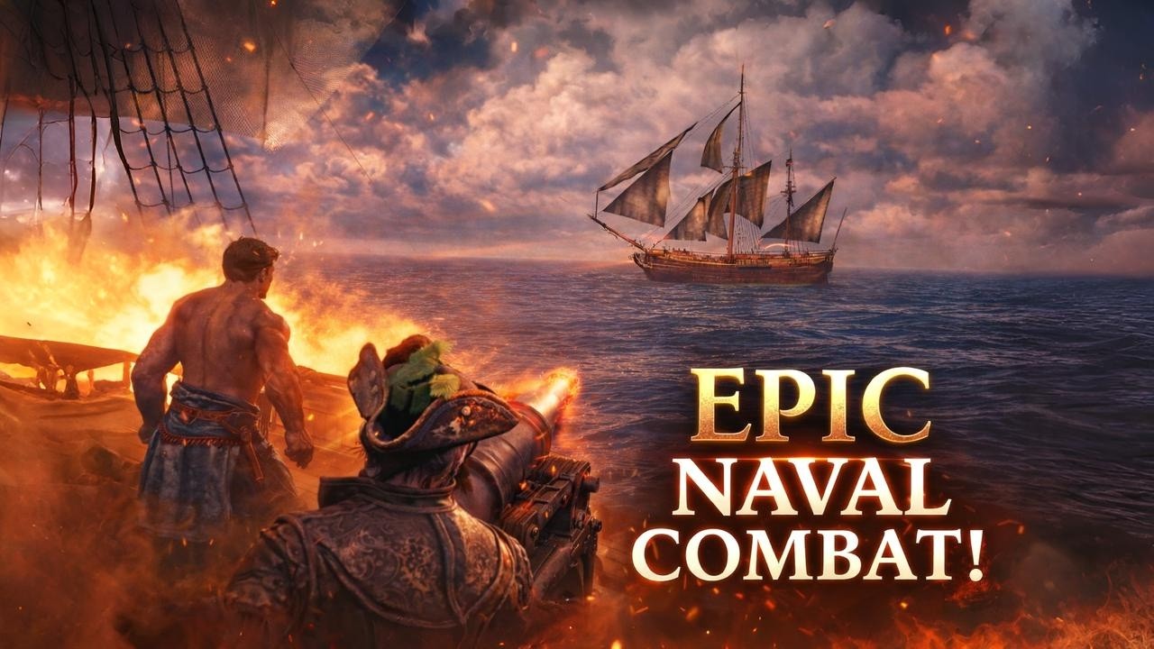 My First Naval Fight vs Blackbeard! | Tropical Island Base Build - WINDROSE
