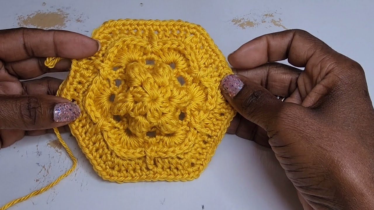 How to Crochet Flower Hexagon | 3D Crochet Motif