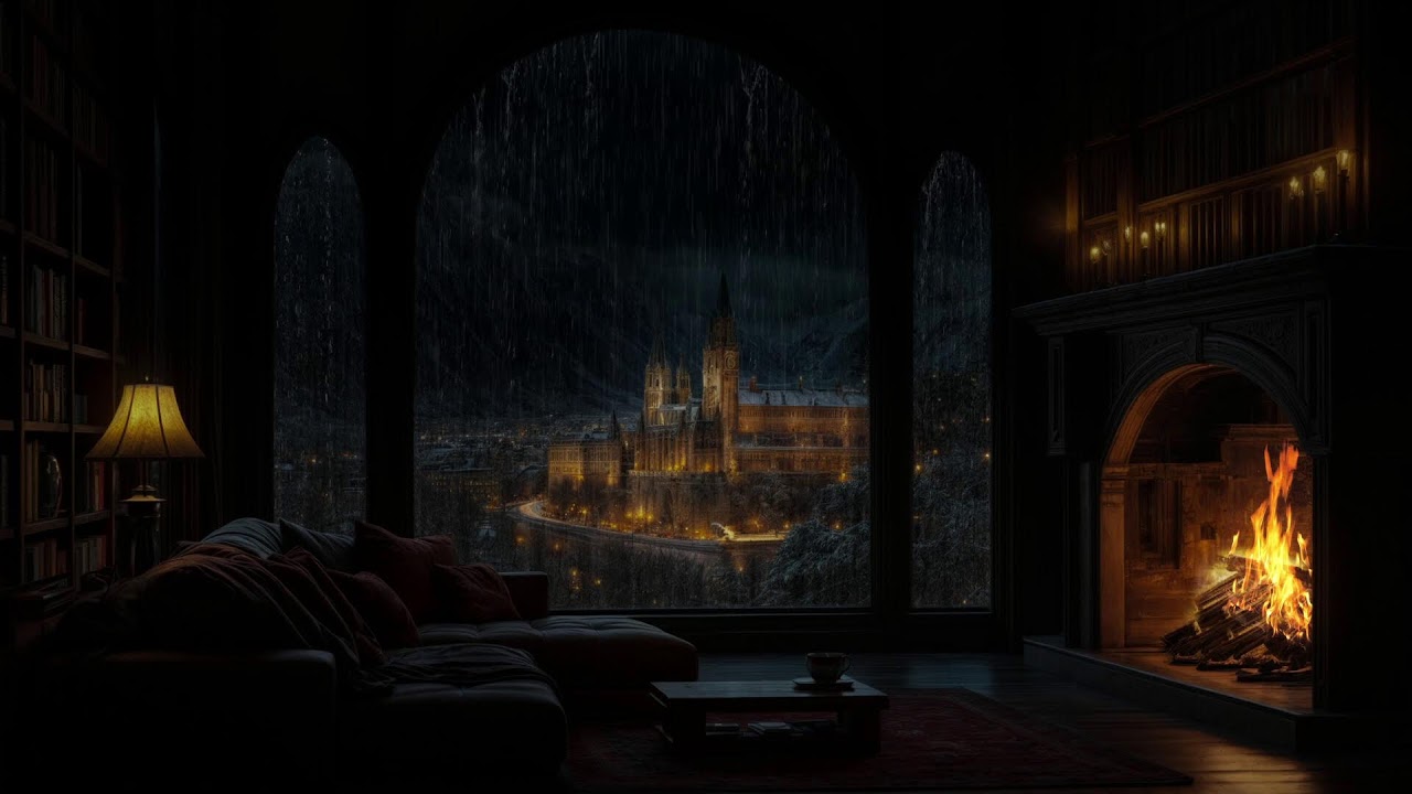 Soothing Castle Garden Rain Sounds 🌧️ (No Ads) | Fall Asleep Fast in a Dark Bedroom Ambience