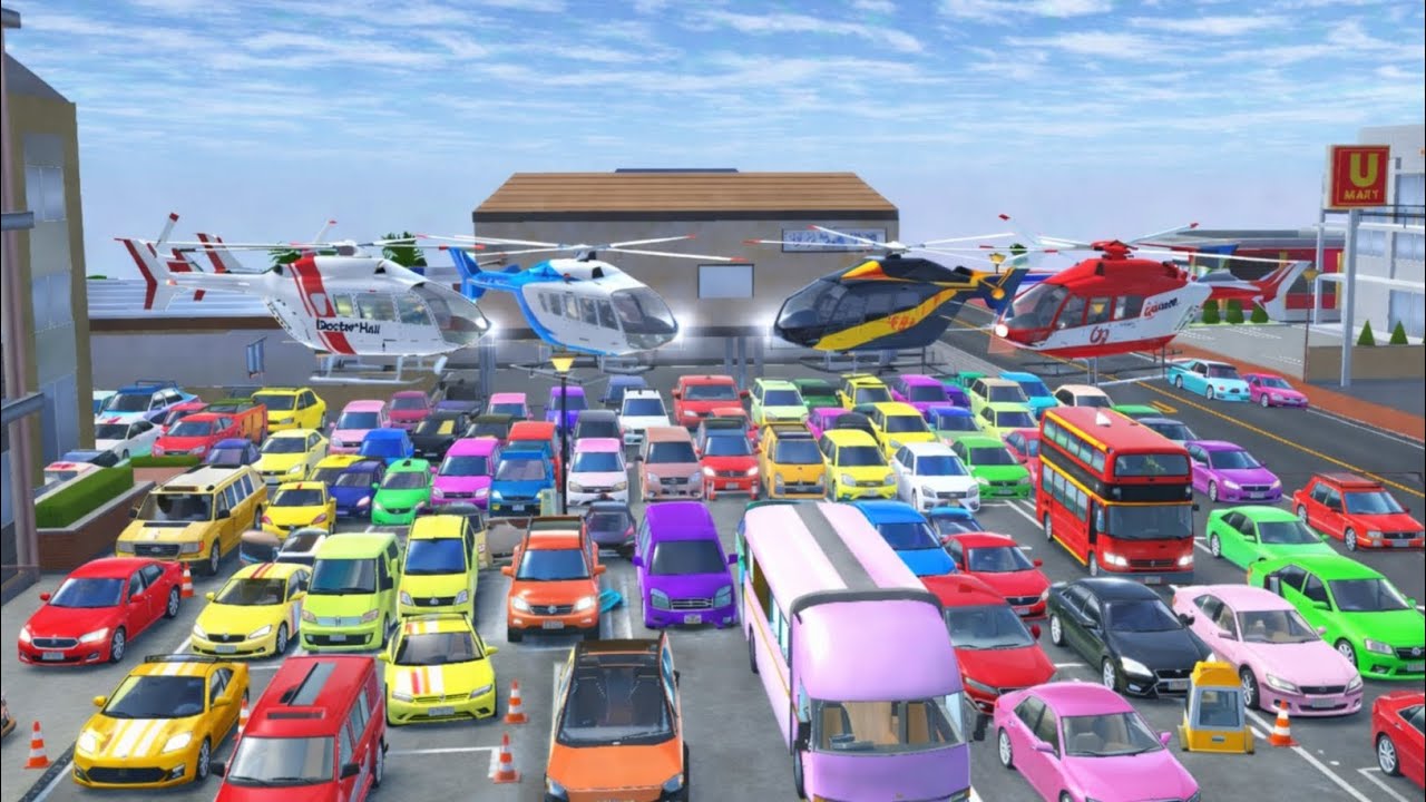 All Rainbow Cars Together in Sakura School Simulator Parking Area