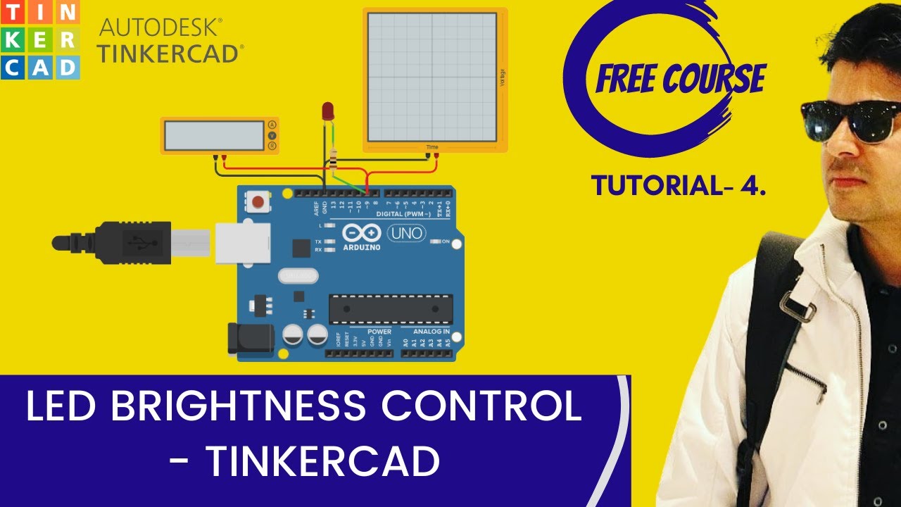 Tinkercad Circuit Tutorial 4: How to control Brightness of the LED / Fading